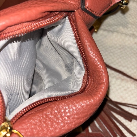 Aimee Kestenberg Tuscany Pebbled Leather & Suede Purse Hobo Bag Terracotta - Picture 11 of 12